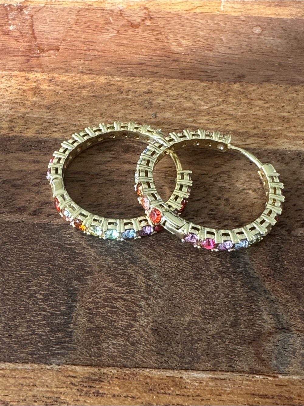 J. Crew Gold-Tone Hoop Earrings with Multicolor Crystals